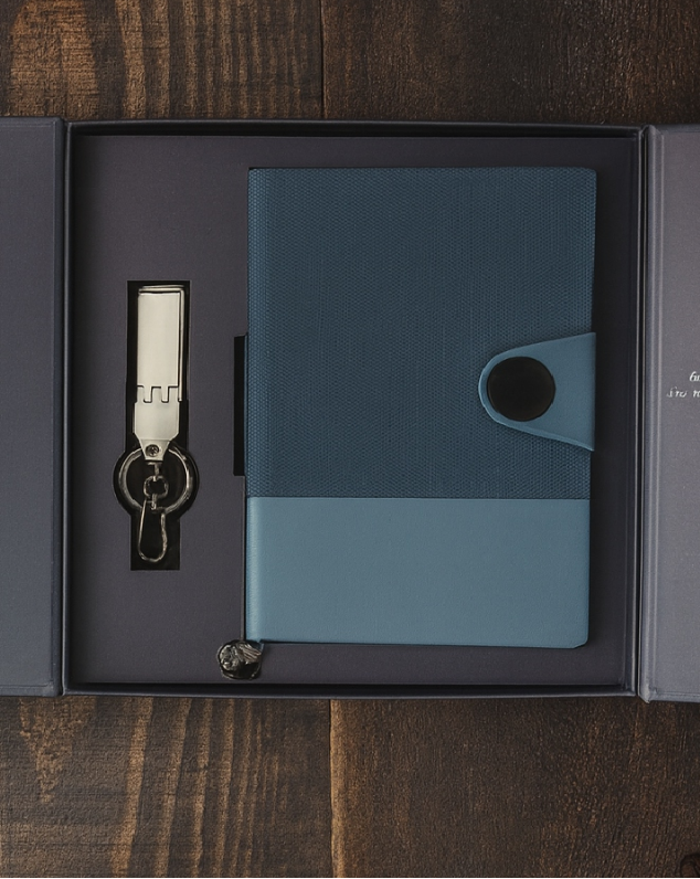 Nordic Teal Hardbound Journal & Keyring Set